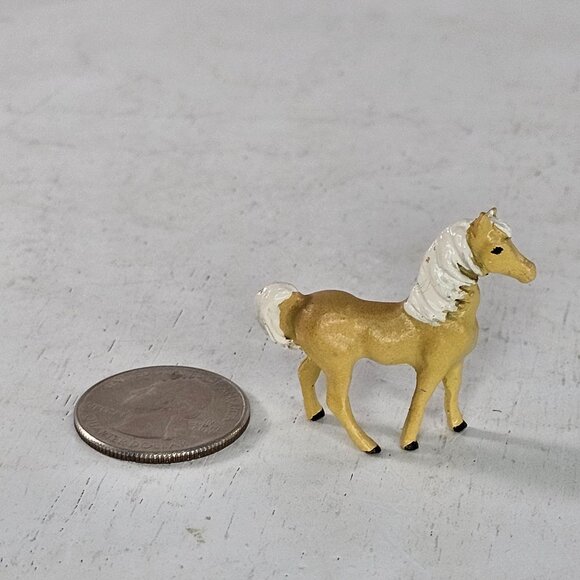 Miniature Metal Palomino Horse Figurine Hand Painted Collectible Mini Stallion - Picture 3 of 8